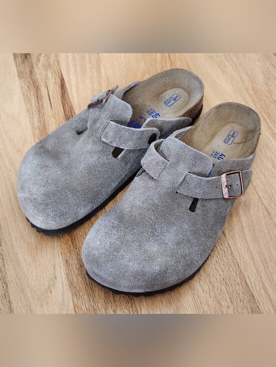 Birkenstock Shoes - Womens 40 Birkenstock Boston Suede Clog Soft Footbed - Taupe